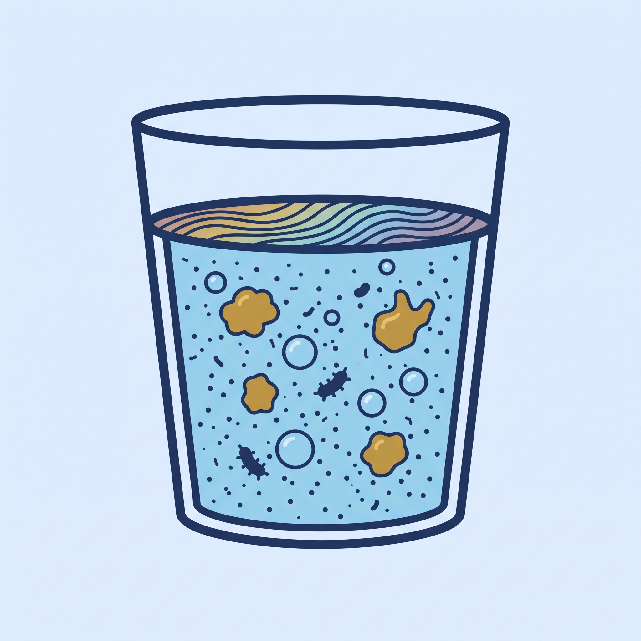 ノルマルヘキサン抽出物質(油脂分の指標)を表すイラスト。グリストラップの油汚れ評価に関するアイコン。