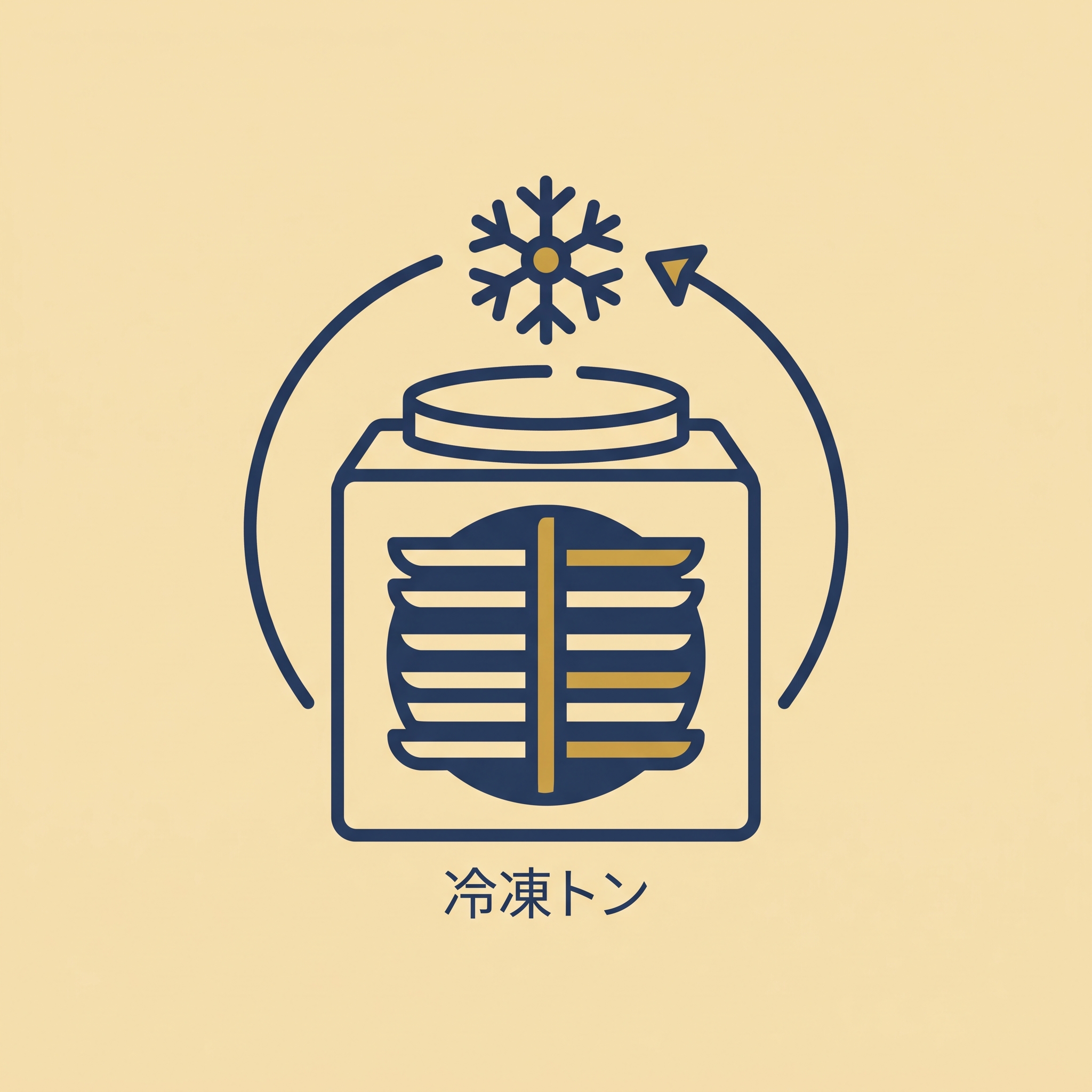 冷凍トン(冷却能力の単位)を表すイラスト。冷却塔の処理能力を示す単位を説明するアイコン。