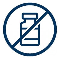 薬剤ボトルに禁止マークが入ったアイコン。LLWは薬剤を使わずコストを削減することを表す。